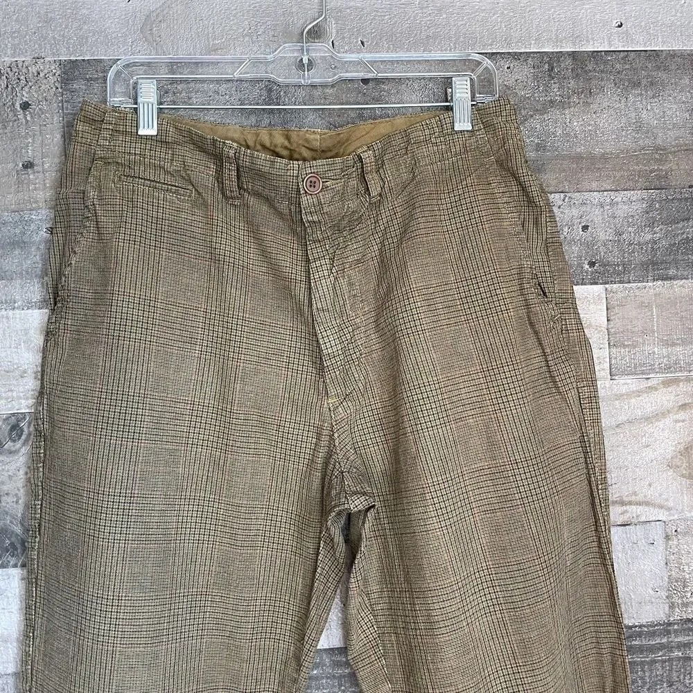 American Eagle Outfitters AE Khaki‎ Chino Pants Mens Size 33 x 32 Brown Plaid